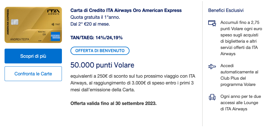 American Express Oro ITA Airways