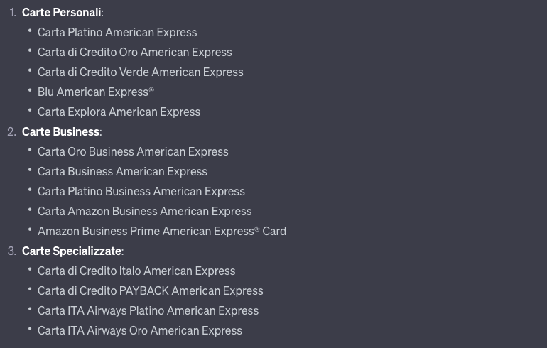 American Express Carte di Credito