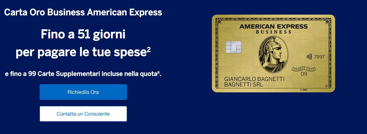 Caratteristiche Generali American Express Carta Oro Business 