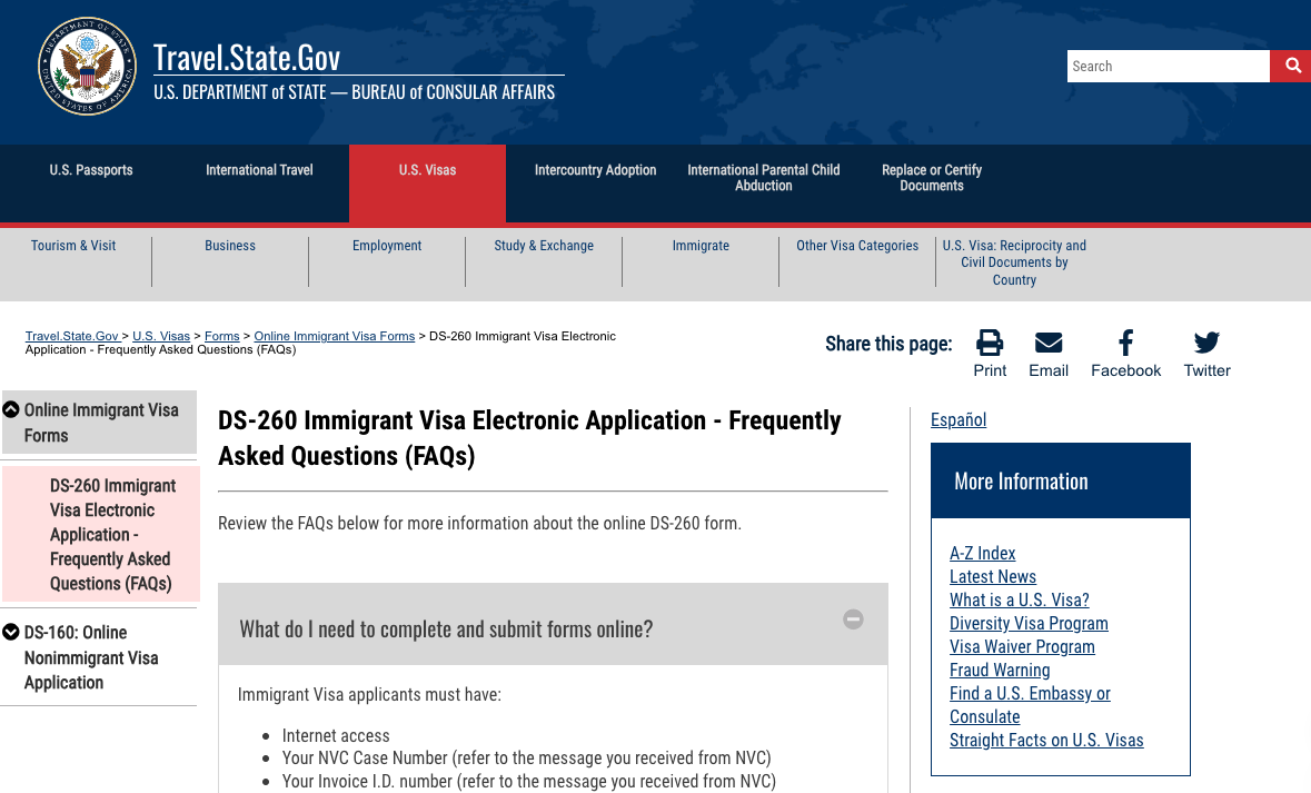 DS-260 Immigrant Visa Electronic Application