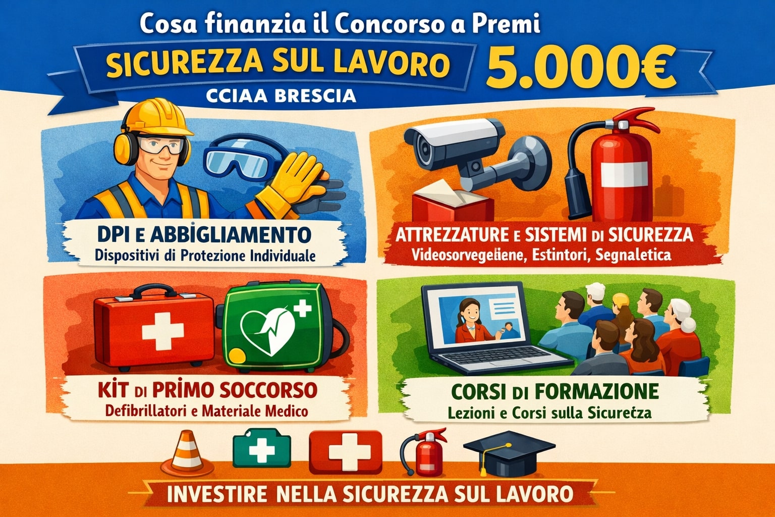 Cosa finanzia il concorso a premi sicurezza sul lavoro CCIAA Brescia 5.000€