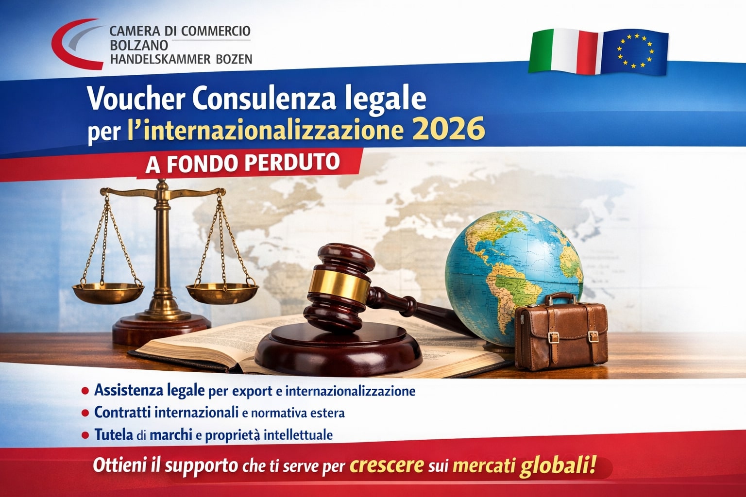 Voucher consulenza legale internazionalizzazione 2026 Bolzano